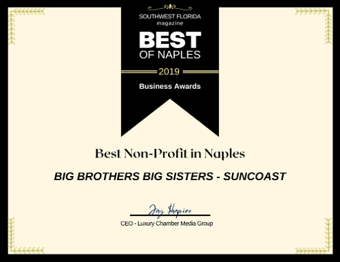BBBS was voted as Best Non-Profit ORG / Agency in the Naples, FL area - Suncoast Chapter