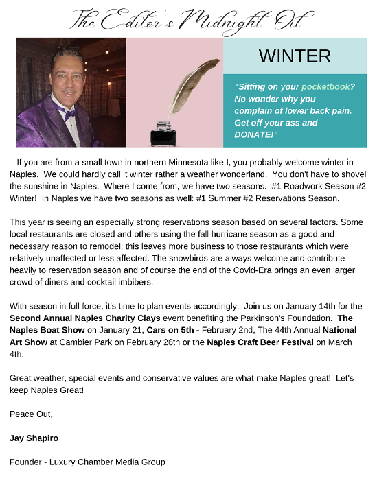 Southwest Florida Magazine - Editorial - Winter Issue - Winter 2023 - Naples, FL - Publisher LCMG